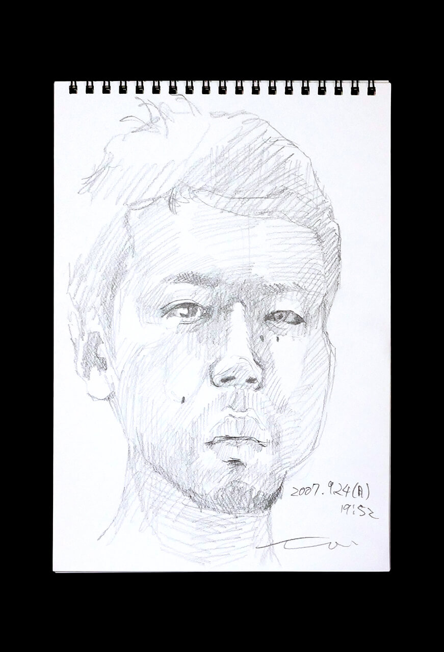 Contemporary artist SHINTAKU Tomoni's 2007/9/24 Self-portrait or pencil drawing