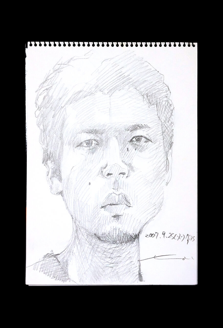 Contemporary artist SHINTAKU Tomoni's 2007/9/25 Self-portrait or pencil drawing
