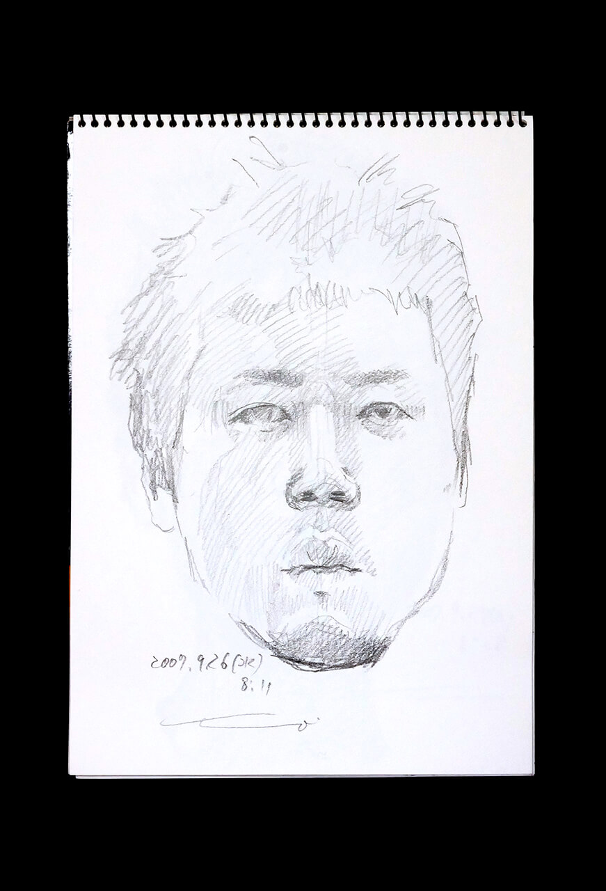 Contemporary artist SHINTAKU Tomoni's 2007/9/26 Self-portrait or pencil drawing