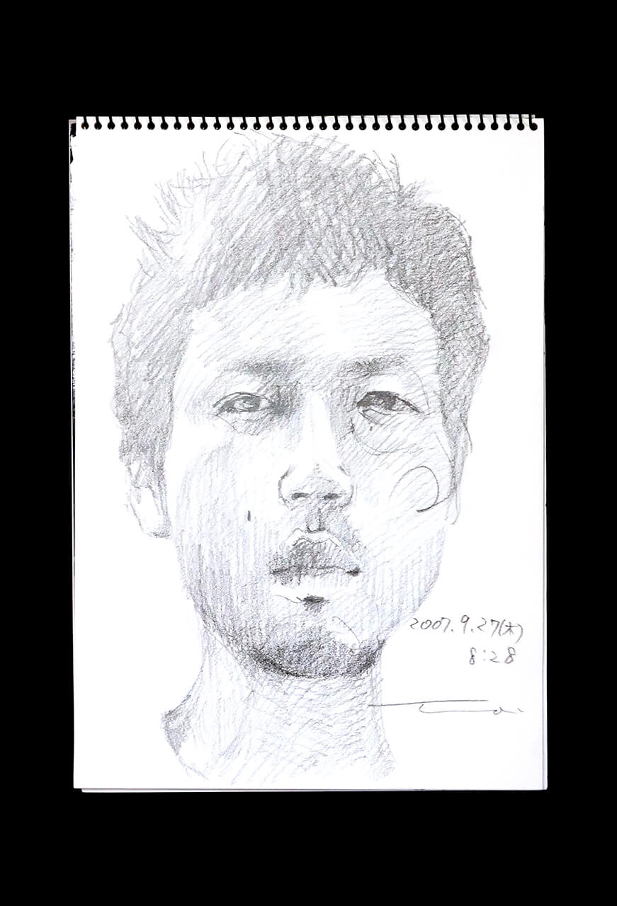 Contemporary artist SHINTAKU Tomoni's 2007/9/27 Self-portrait or pencil drawing