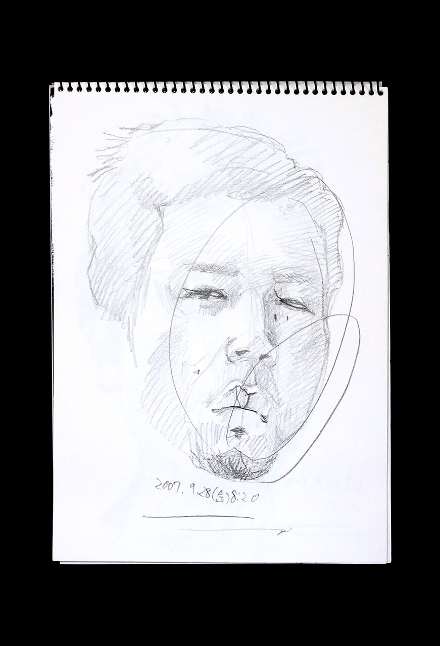 Contemporary artist SHINTAKU Tomoni's 2007/9/28 Self-portrait or pencil drawing