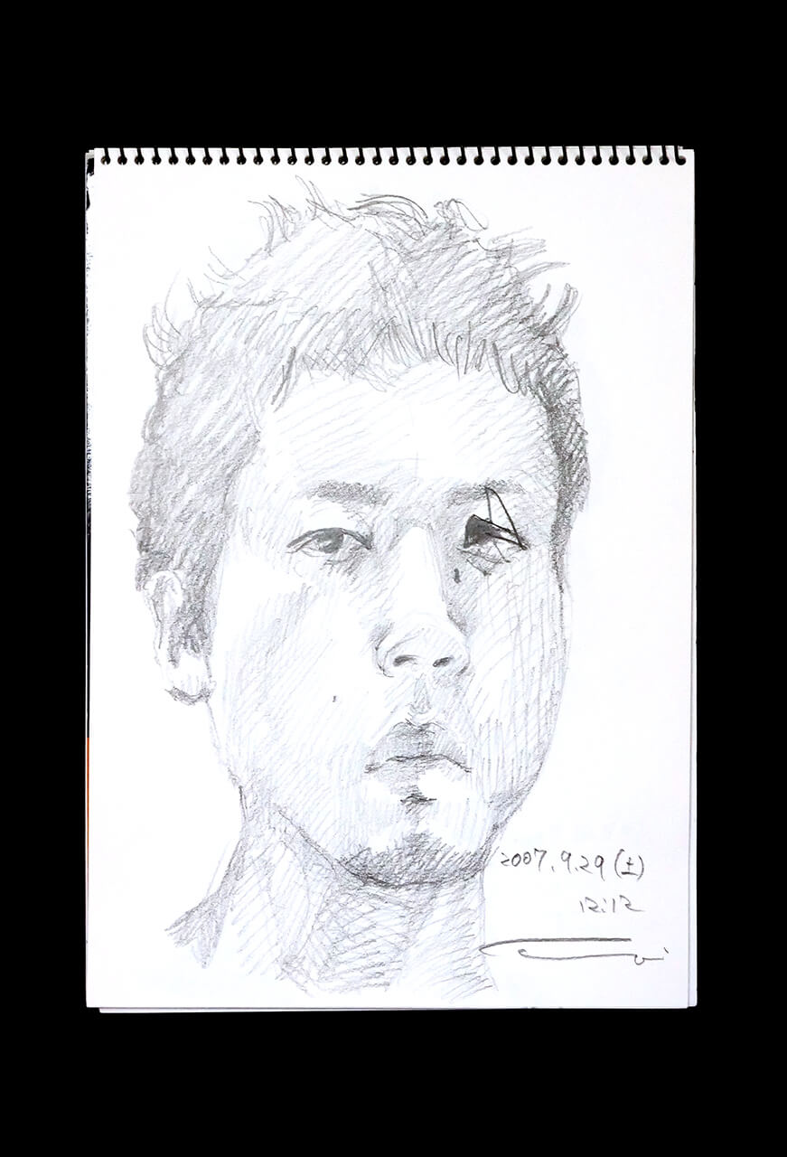 Contemporary artist SHINTAKU Tomoni's 2007/9/29 Self-portrait or pencil drawing