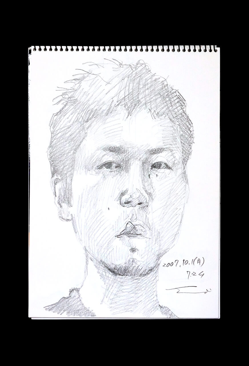 Contemporary artist SHINTAKU Tomoni's 2007/10/1 Self-portrait or pencil drawing