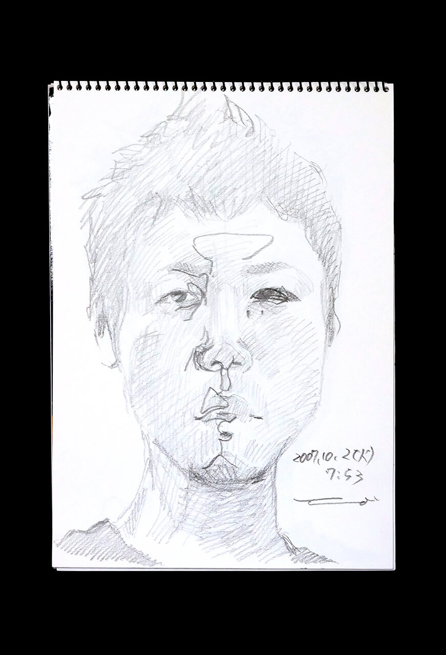 Contemporary artist SHINTAKU Tomoni's 2007/10/2 Self-portrait or pencil drawing