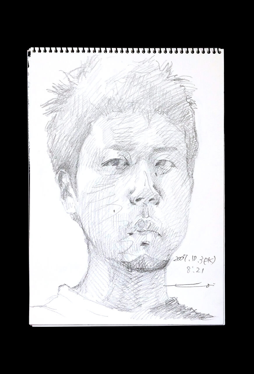 Contemporary artist SHINTAKU Tomoni's 2007/10/3 Self-portrait or pencil drawing