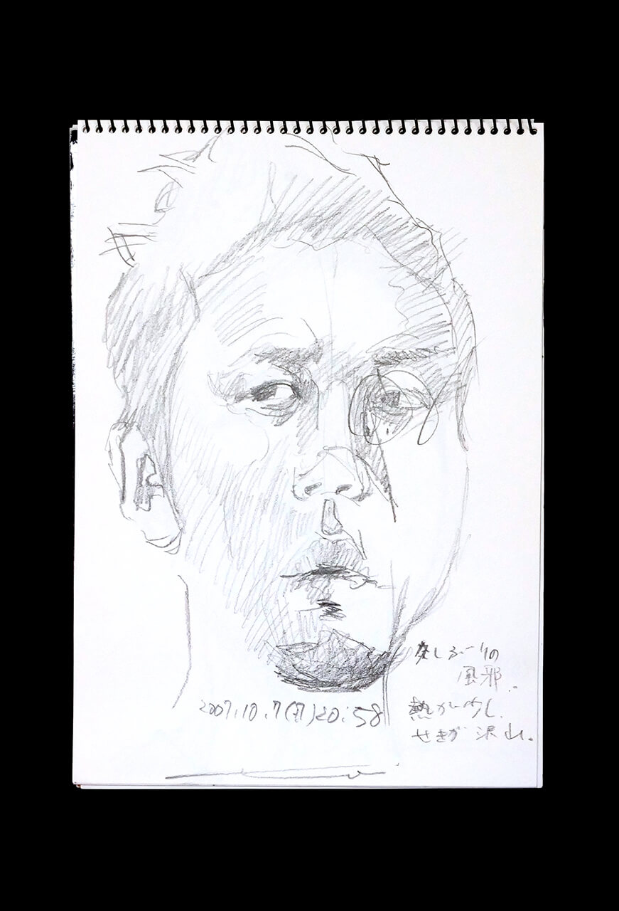 Contemporary artist SHINTAKU Tomoni's 2007/10/7 Self-portrait or pencil drawing