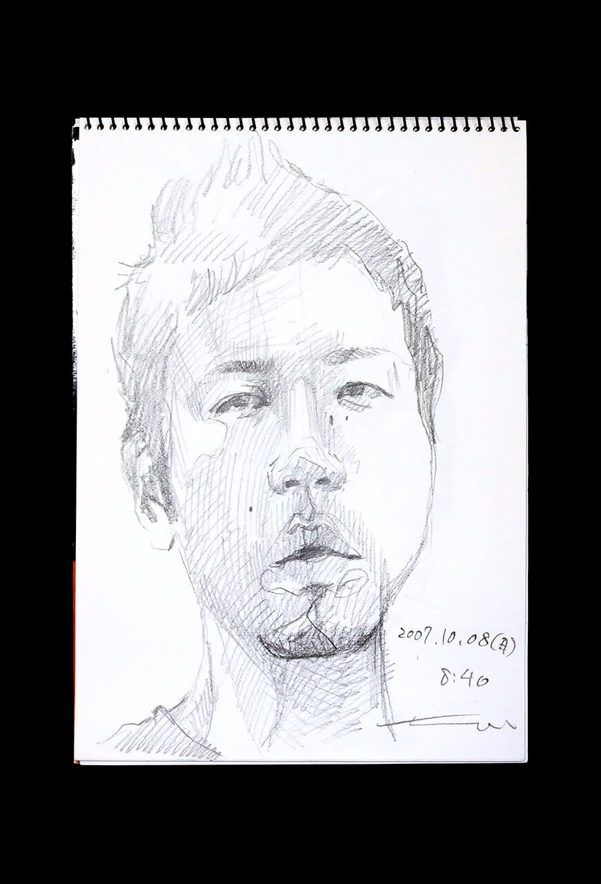 Contemporary artist SHINTAKU Tomoni's 2007/10/8 Self-portrait or pencil drawing