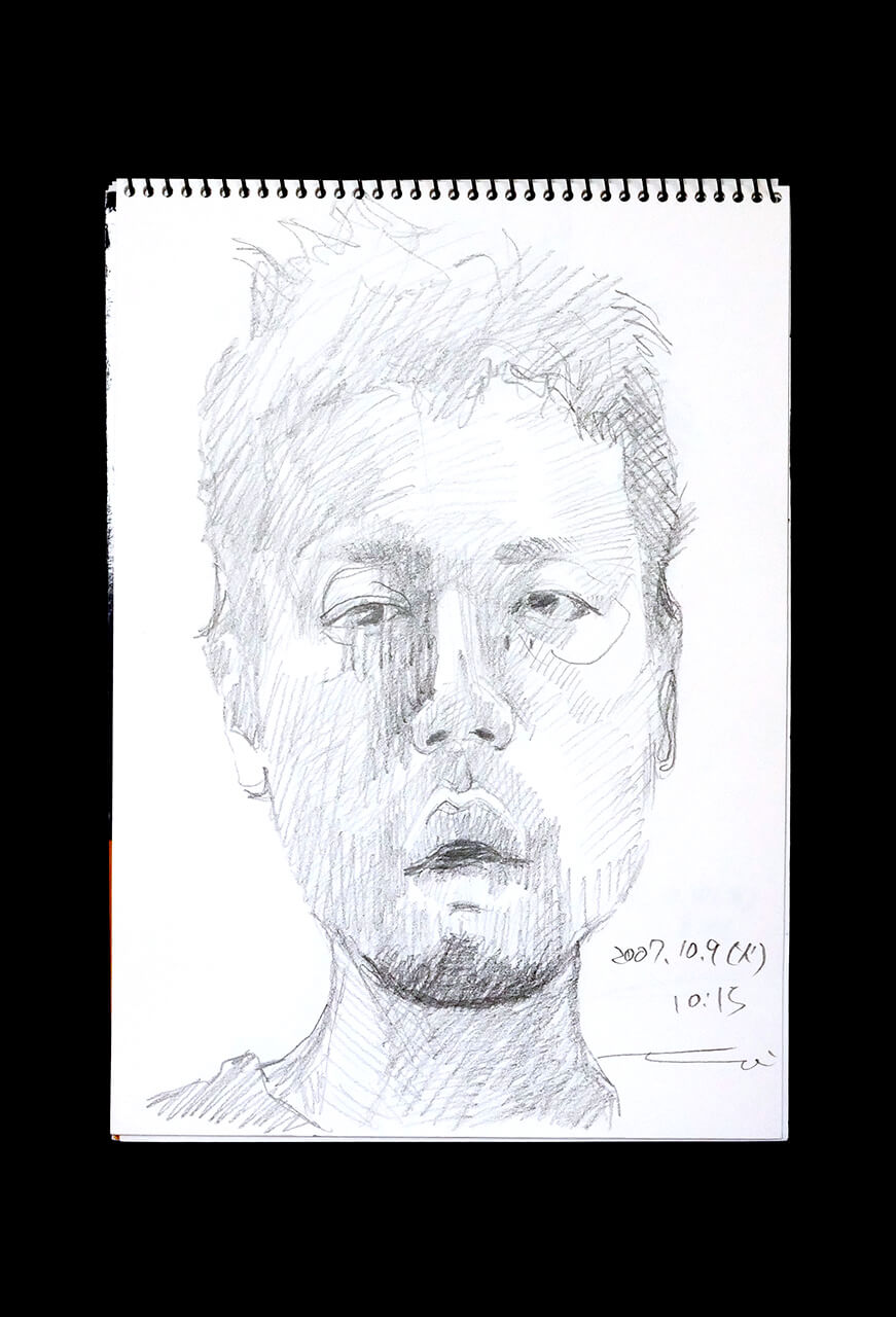 Contemporary artist SHINTAKU Tomoni's 2007/10/9 Self-portrait or pencil drawing
