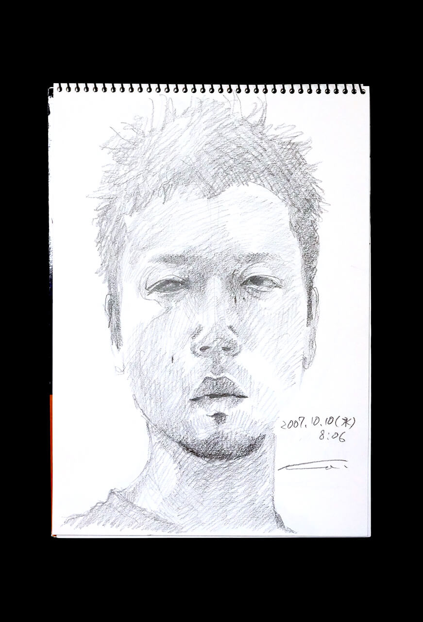 Contemporary artist SHINTAKU Tomoni's 2007/10/10 Self-portrait or pencil drawing