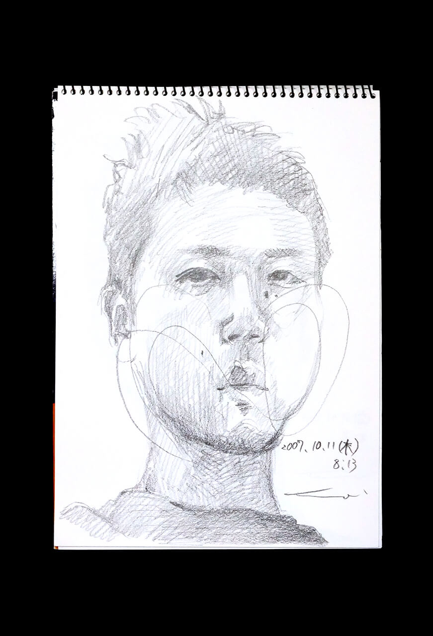 Contemporary artist SHINTAKU Tomoni's 2007/10/11 Self-portrait or pencil drawing