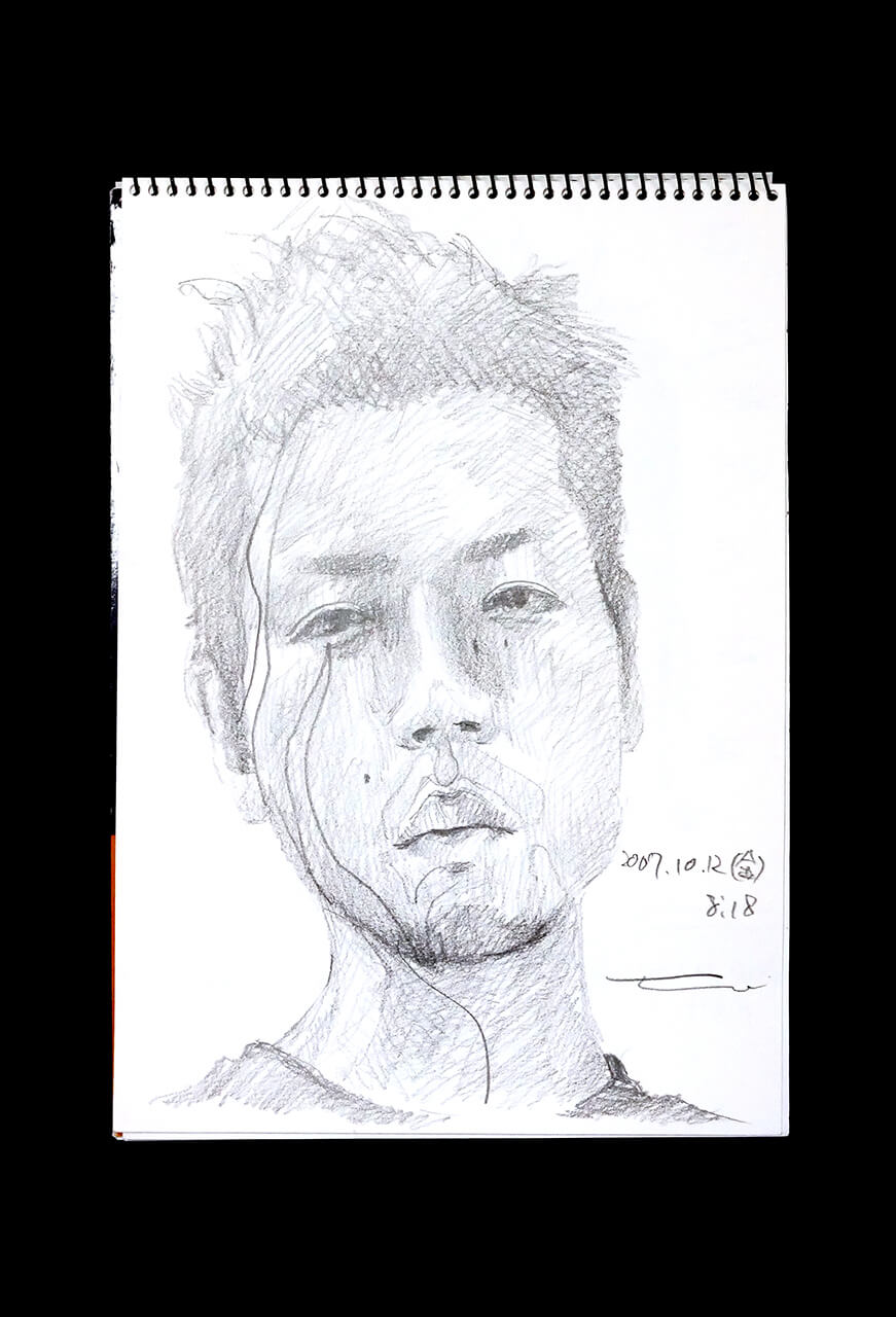 Contemporary artist SHINTAKU Tomoni's 2007/10/12 Self-portrait or pencil drawing