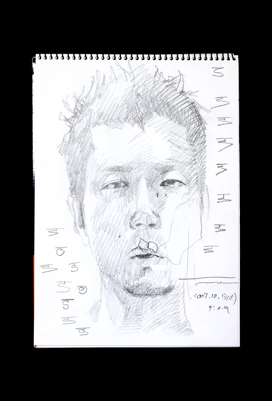 Contemporary artist SHINTAKU Tomoni's 2007/10/13 Self-portrait or pencil drawing