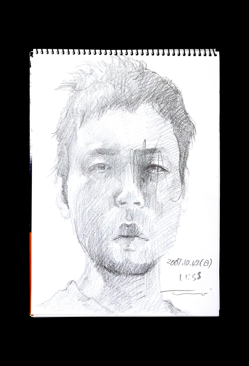 Contemporary artist SHINTAKU Tomoni's 2007/10/14 Self-portrait or pencil drawing