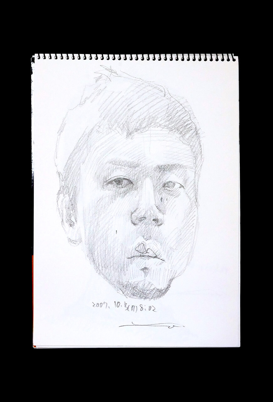 Contemporary artist SHINTAKU Tomoni's 2007/10/15 Self-portrait or pencil drawing