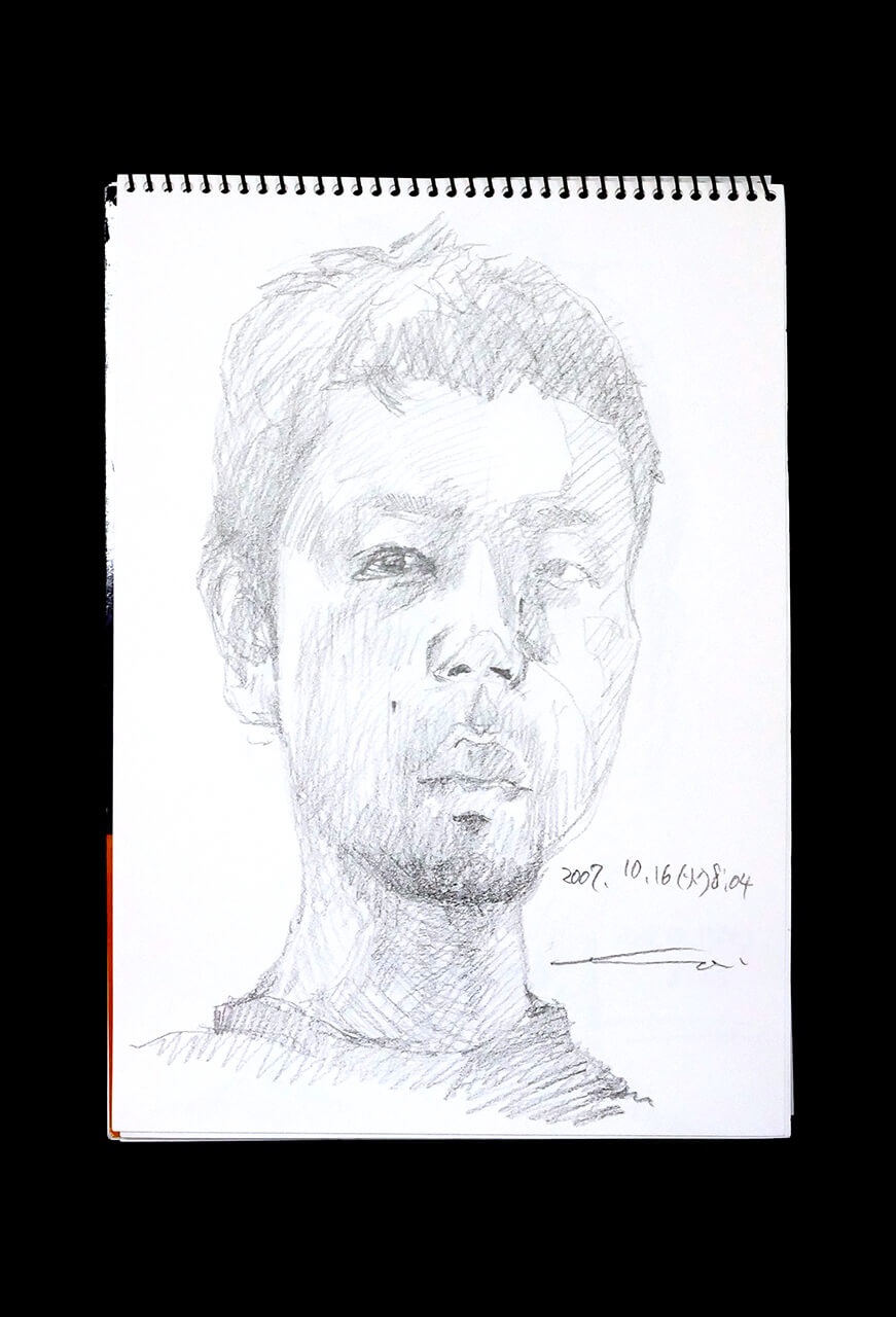Contemporary artist SHINTAKU Tomoni's 2007/10/16 Self-portrait or pencil drawing