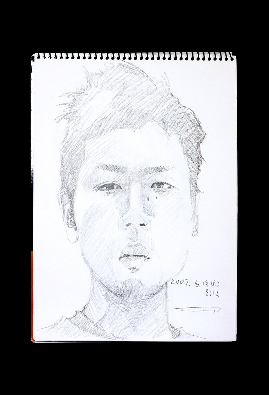 Contemporary artist SHINTAKU Tomoni's 2007/10/18 Self-portrait or pencil drawing