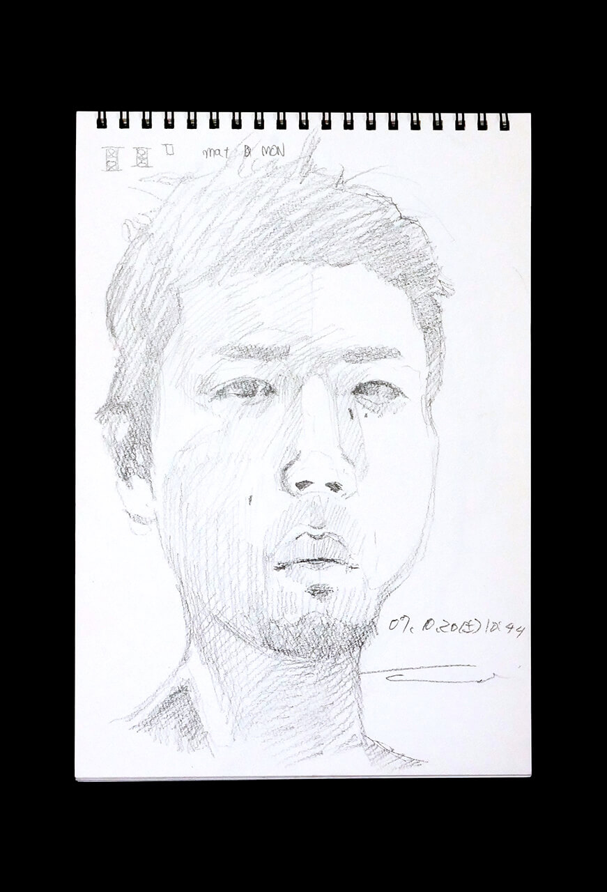 Contemporary artist SHINTAKU Tomoni's 2007/10/20 Self-portrait or pencil drawing
