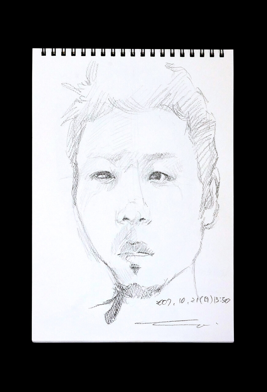 Contemporary artist SHINTAKU Tomoni's 2007/10/21 Self-portrait or pencil drawing