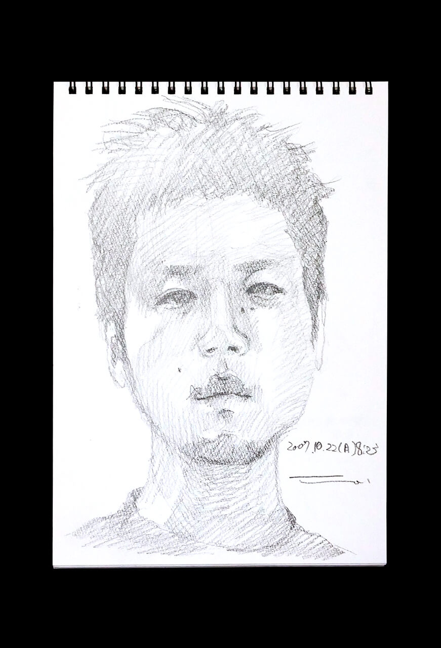 Contemporary artist SHINTAKU Tomoni's 2007/10/22 Self-portrait or pencil drawing