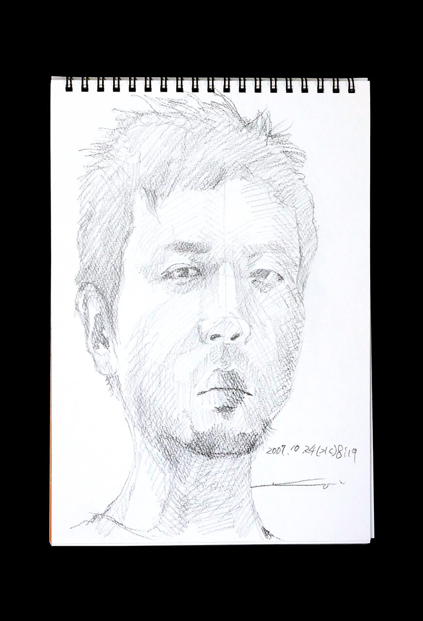 Contemporary artist SHINTAKU Tomoni's 2007/10/24 Self-portrait or pencil drawing
