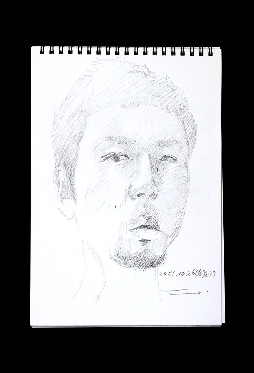 Contemporary artist SHINTAKU Tomoni's 2007/10/26 Self-portrait or pencil drawing