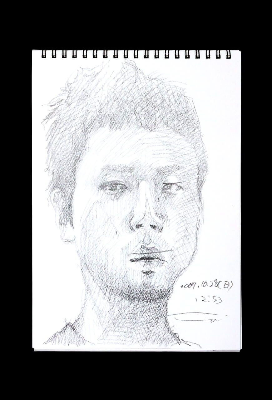 Contemporary artist SHINTAKU Tomoni's 2007/10/28 Self-portrait or pencil drawing
