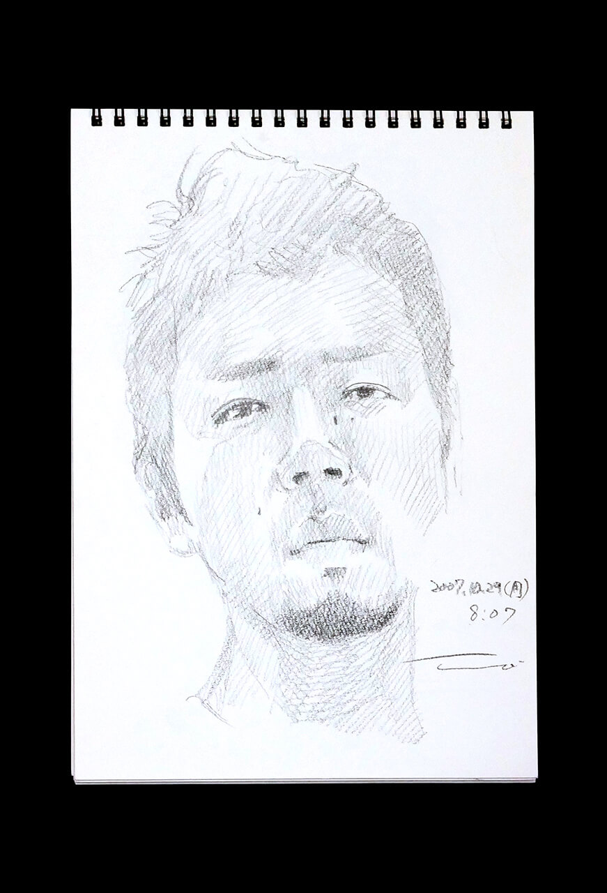 Contemporary artist SHINTAKU Tomoni's 2007/10/29 Self-portrait or pencil drawing
