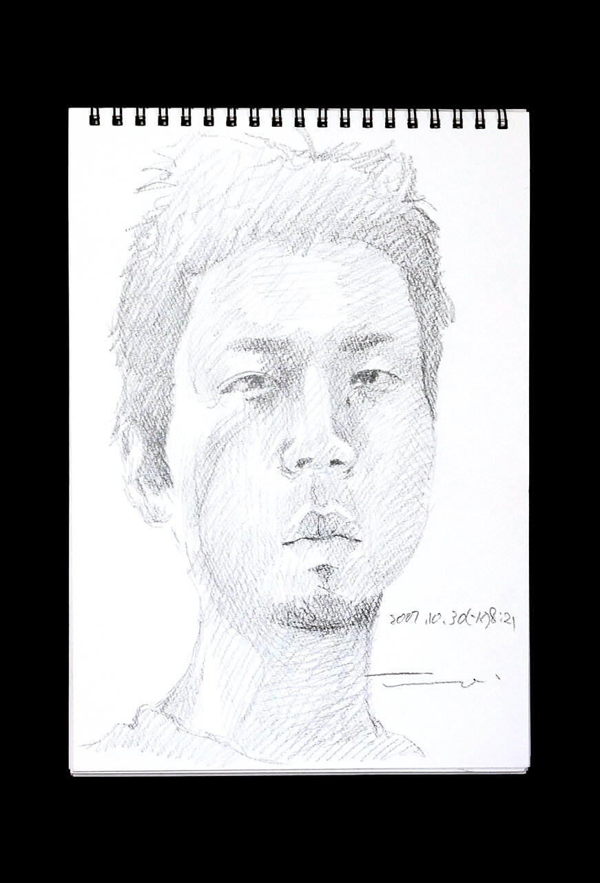 Contemporary artist SHINTAKU Tomoni's 2007/10/30 Self-portrait or pencil drawing