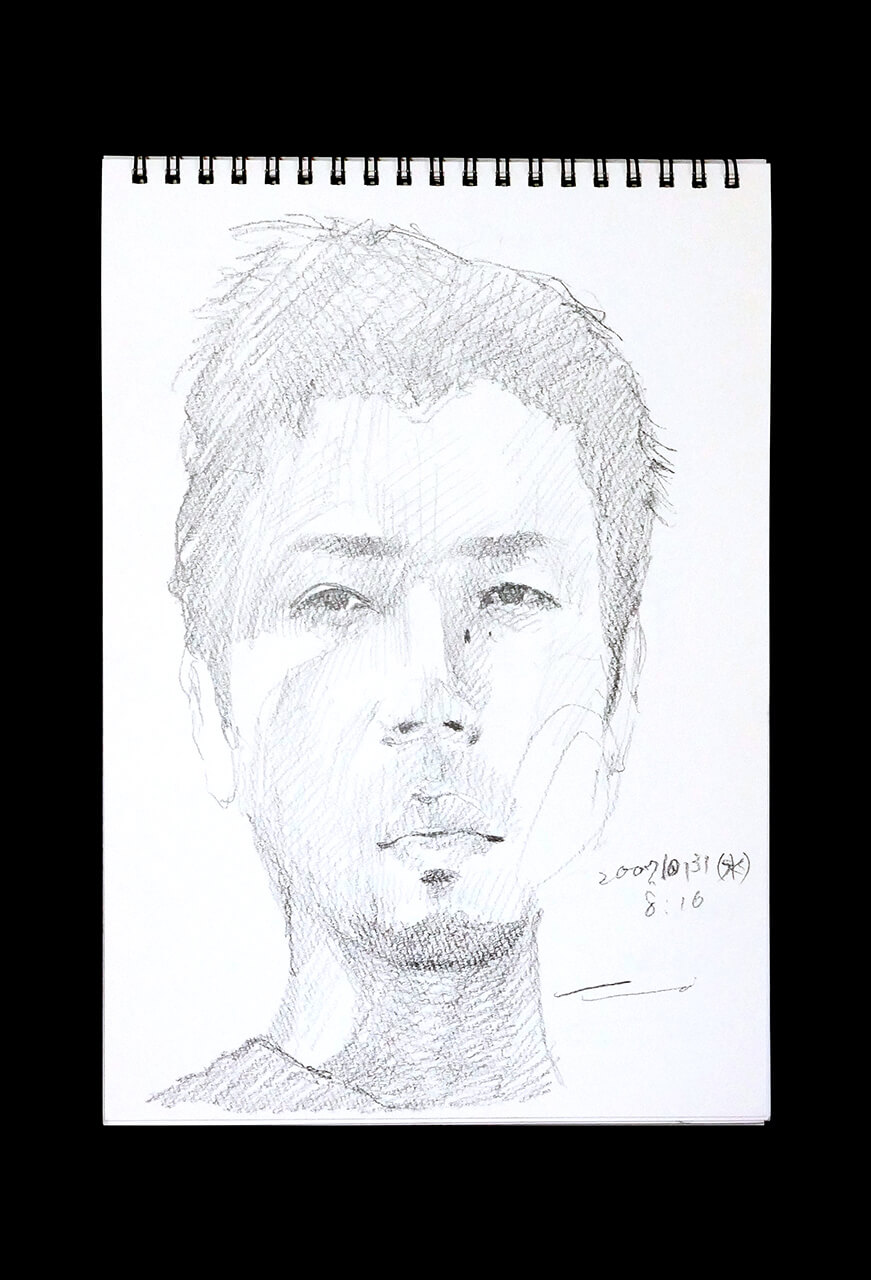 Contemporary artist SHINTAKU Tomoni's 2007/10/31 Self-portrait or pencil drawing