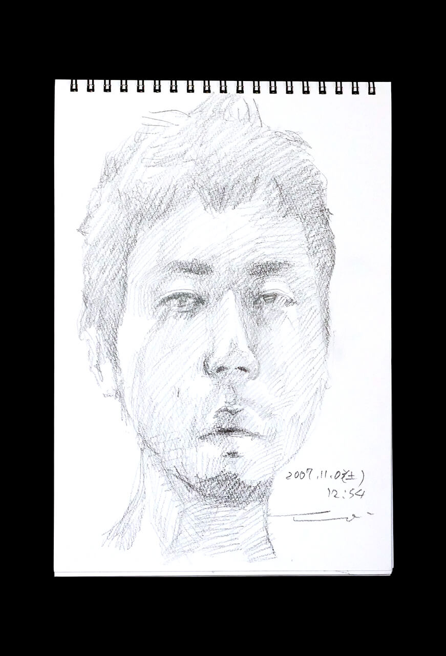 Contemporary artist SHINTAKU Tomoni's 2007/11/3 Self-portrait or pencil drawing