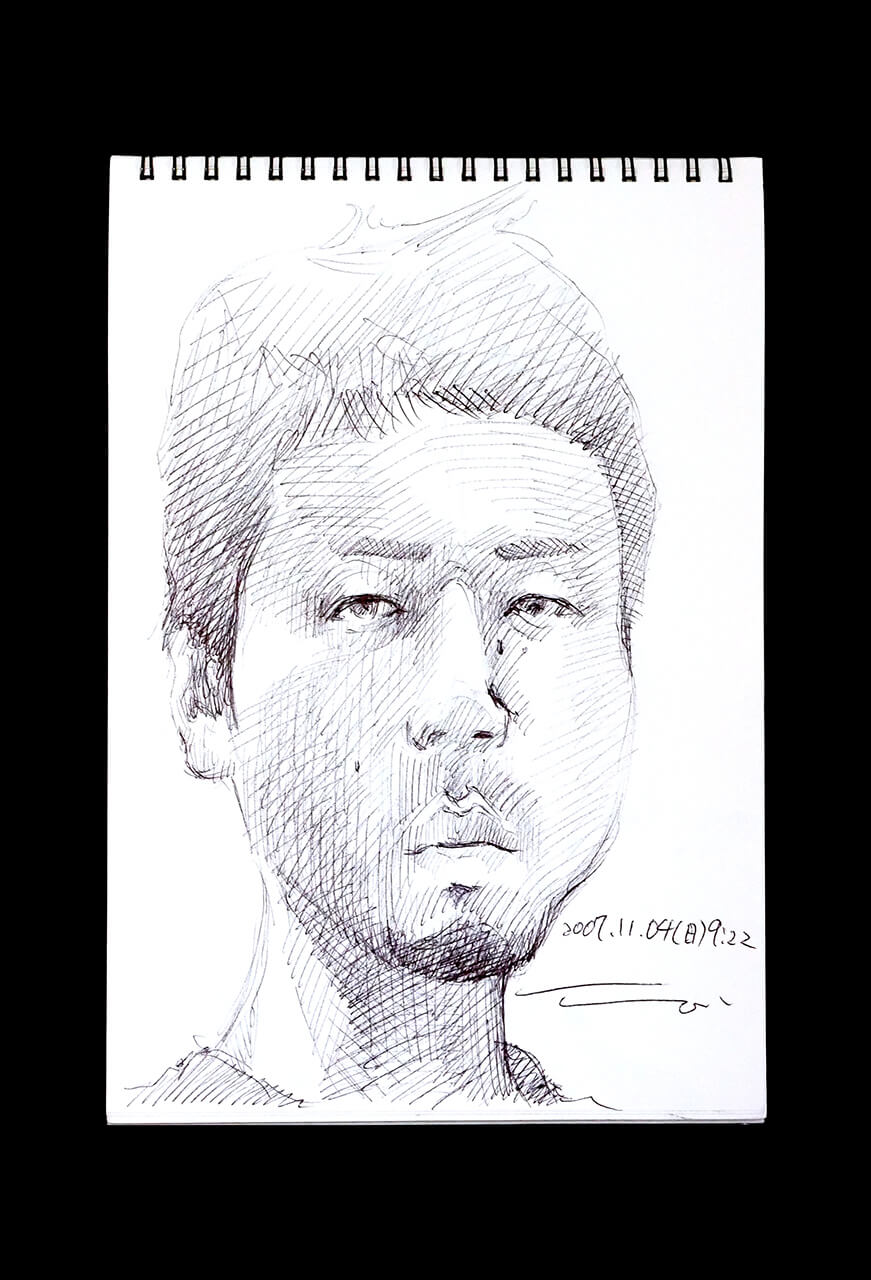 Contemporary artist SHINTAKU Tomoni's 2007/11/4 Self-portrait or pencil drawing