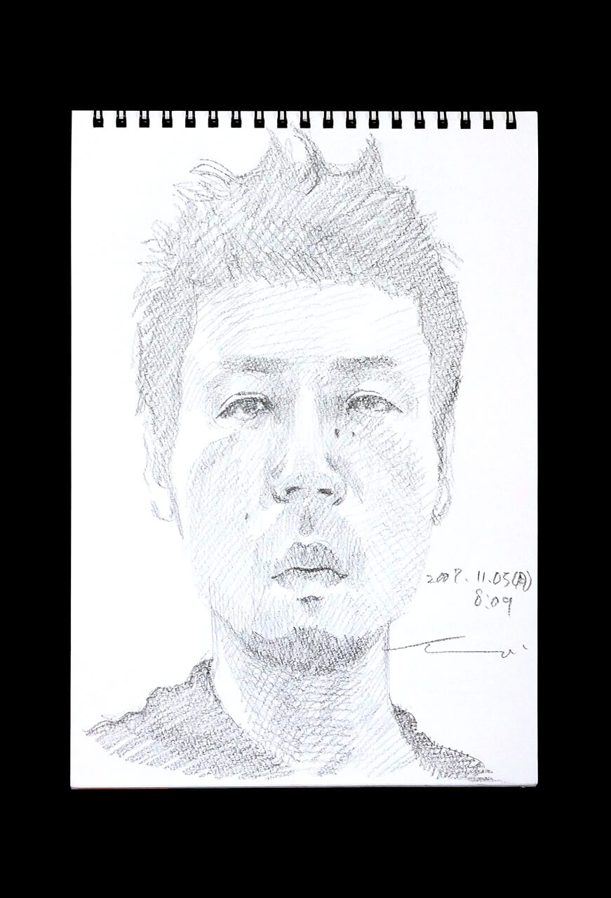 Contemporary artist SHINTAKU Tomoni's 2007/11/5 Self-portrait or pencil drawing