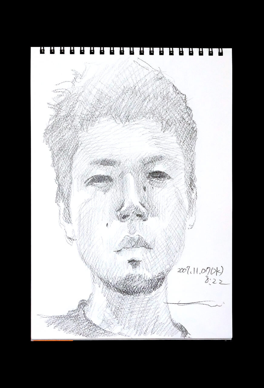 Contemporary artist SHINTAKU Tomoni's 2007/11/7 Self-portrait or pencil drawing