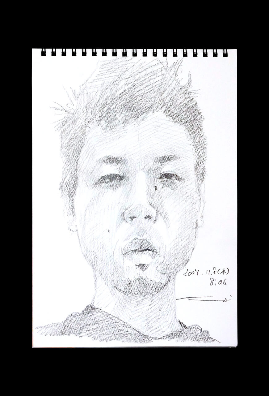 Contemporary artist SHINTAKU Tomoni's 2007/11/8 Self-portrait or pencil drawing