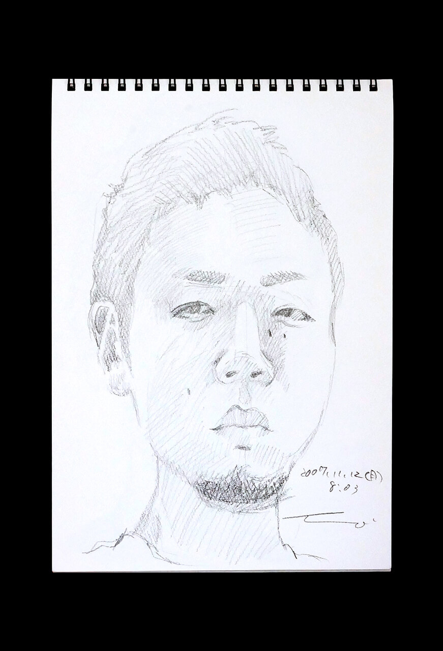 Contemporary artist SHINTAKU Tomoni's 2007/11/12 Self-portrait or pencil drawing