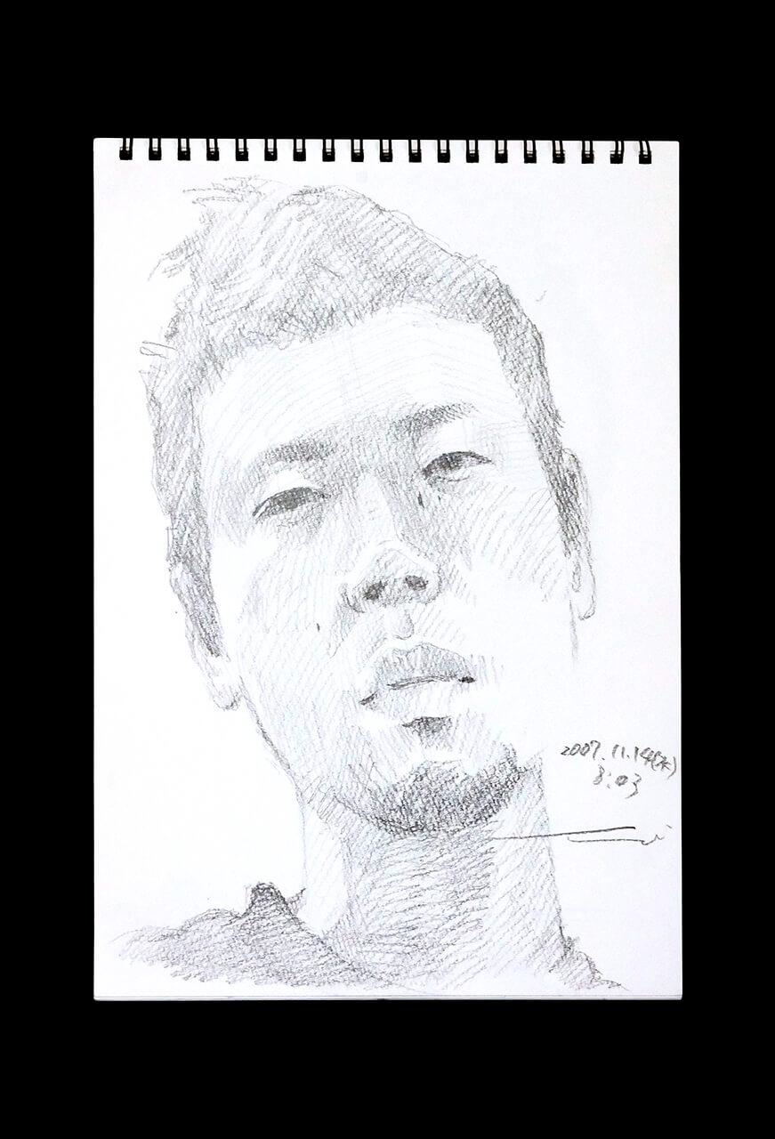 Contemporary artist SHINTAKU Tomoni's 2007/11/14 Self-portrait or pencil drawing