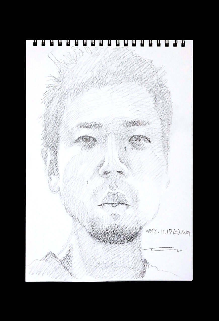 Contemporary artist SHINTAKU Tomoni's 2007/11/17 Self-portrait or pencil drawing