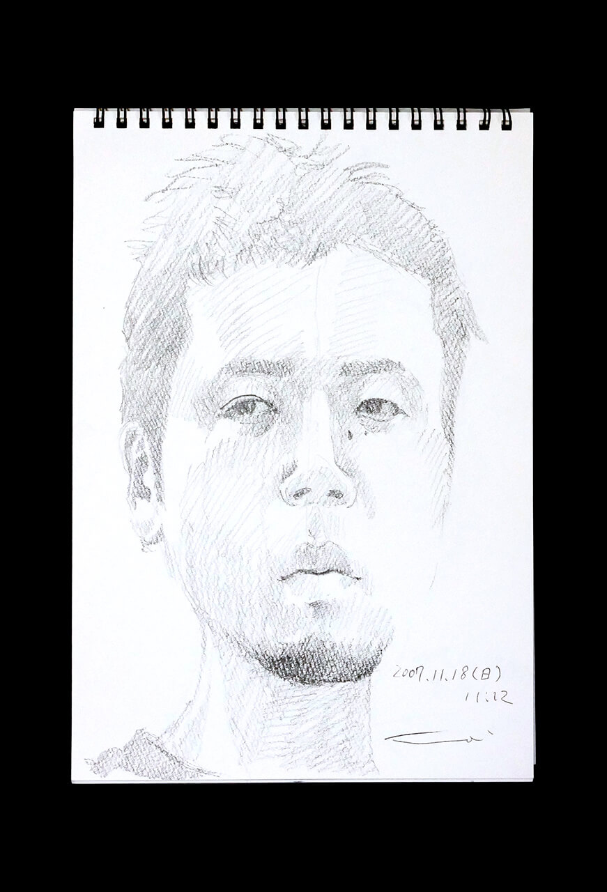 Contemporary artist SHINTAKU Tomoni's 2007/11/18 Self-portrait or pencil drawing