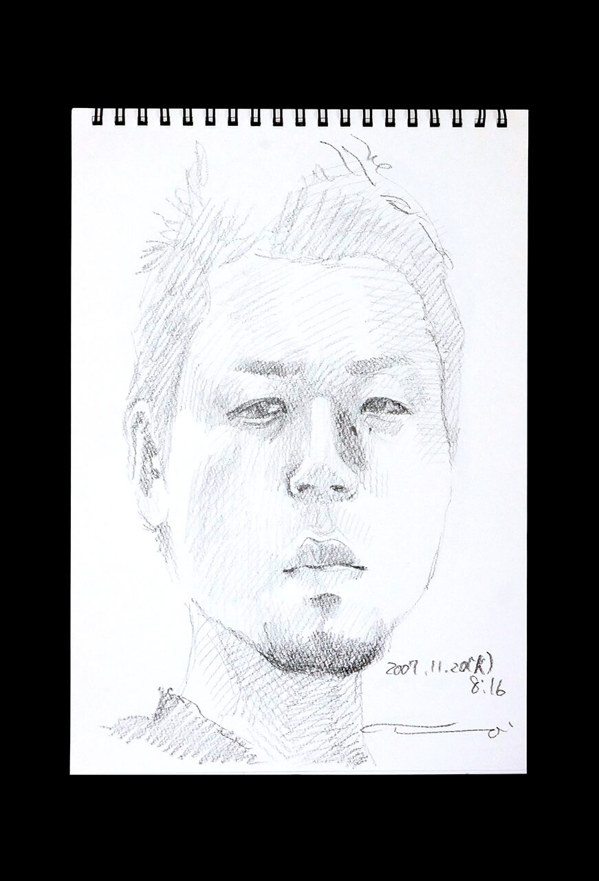 Contemporary artist SHINTAKU Tomoni's 2007/11/20 Self-portrait or pencil drawing