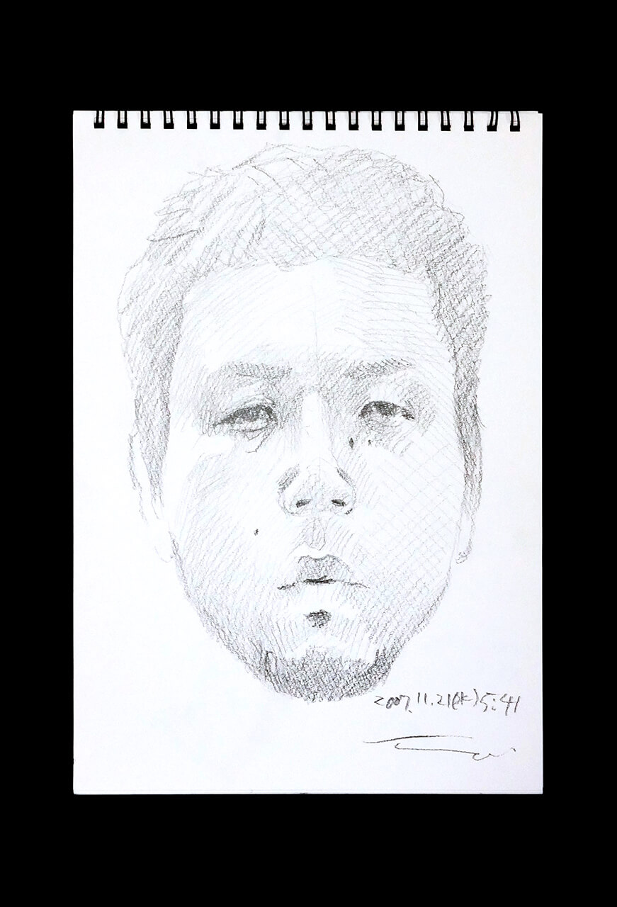 Contemporary artist SHINTAKU Tomoni's 2007/11/21 Self-portrait or pencil drawing