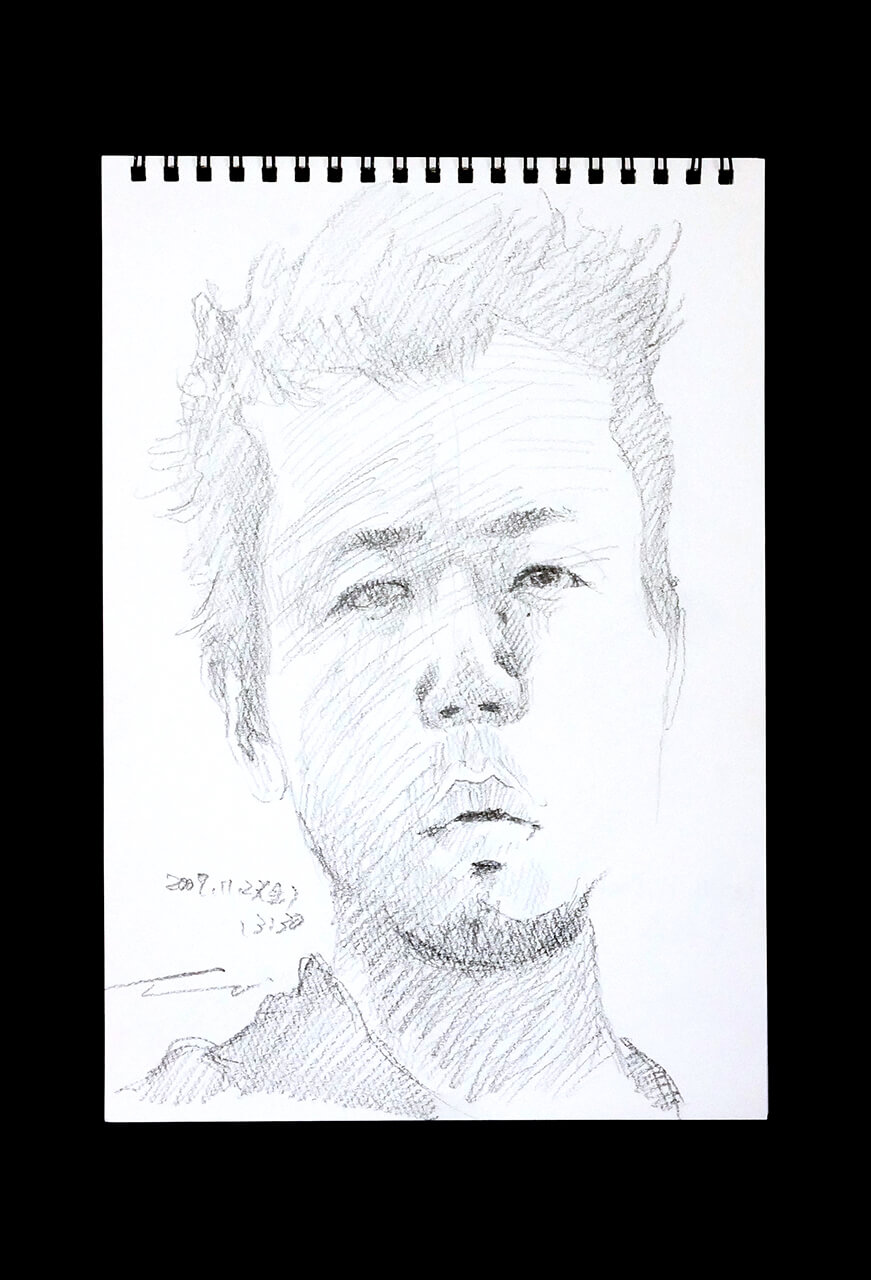 Contemporary artist SHINTAKU Tomoni's 2007/11/23 Self-portrait or pencil drawing