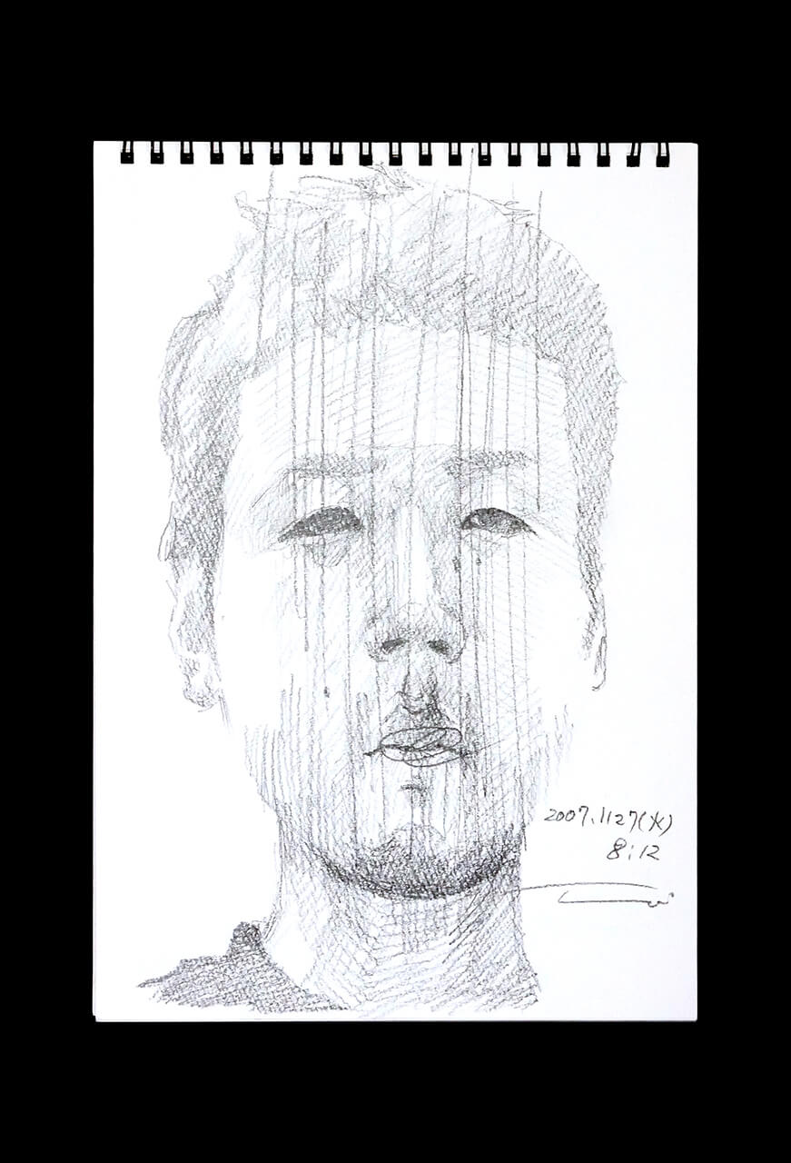 Contemporary artist SHINTAKU Tomoni's 2007/11/27 Self-portrait or pencil drawing