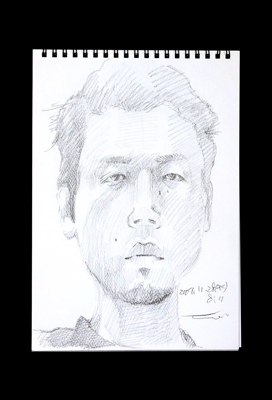 Contemporary artist SHINTAKU Tomoni's 2007/11/28 Self-portrait or pencil drawing