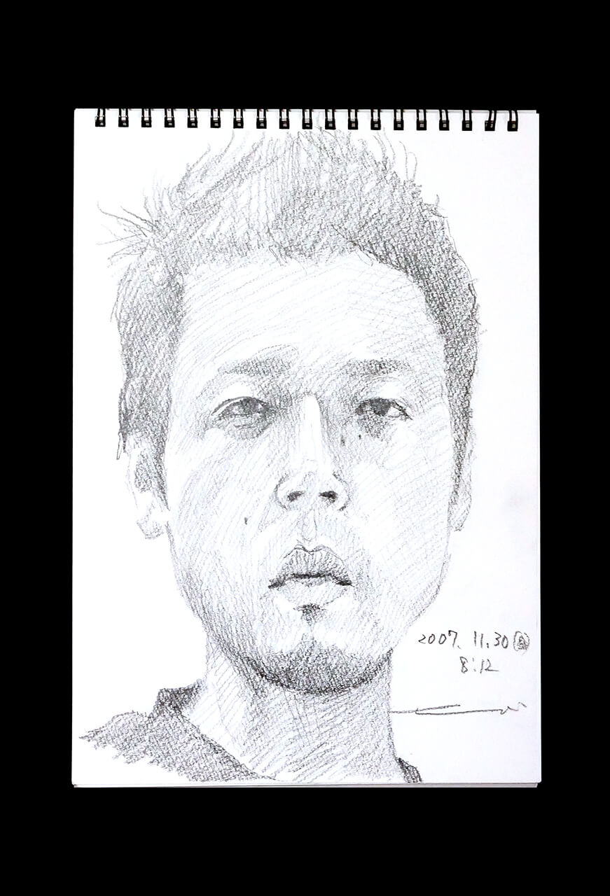 Contemporary artist SHINTAKU Tomoni's 2007/11/30 Self-portrait or pencil drawing
