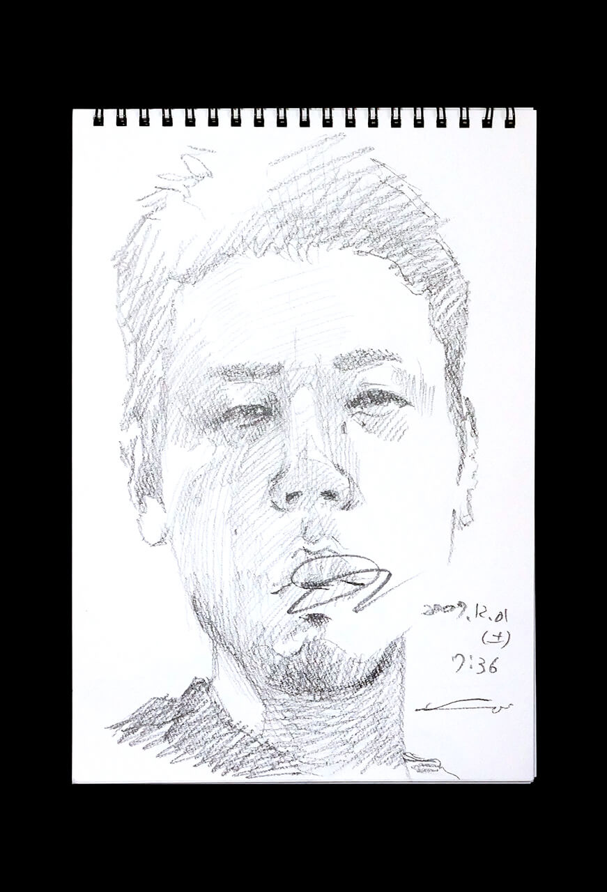 Contemporary artist SHINTAKU Tomoni's 2007/12/1 Self-portrait or pencil drawing