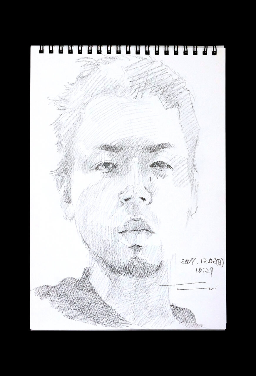 Contemporary artist SHINTAKU Tomoni's 2007/12/2 Self-portrait or pencil drawing