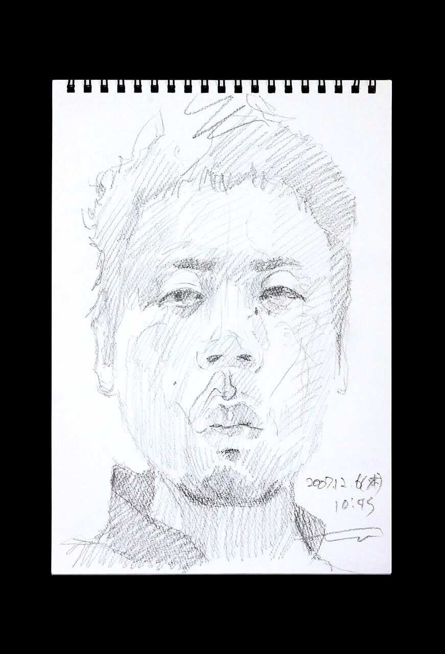 Contemporary artist SHINTAKU Tomoni's 2007/12/6 Self-portrait or pencil drawing