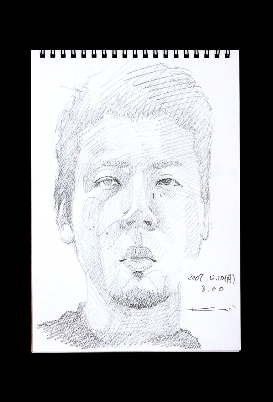 Contemporary artist SHINTAKU Tomoni's 2007/12/10 Self-portrait or pencil drawing