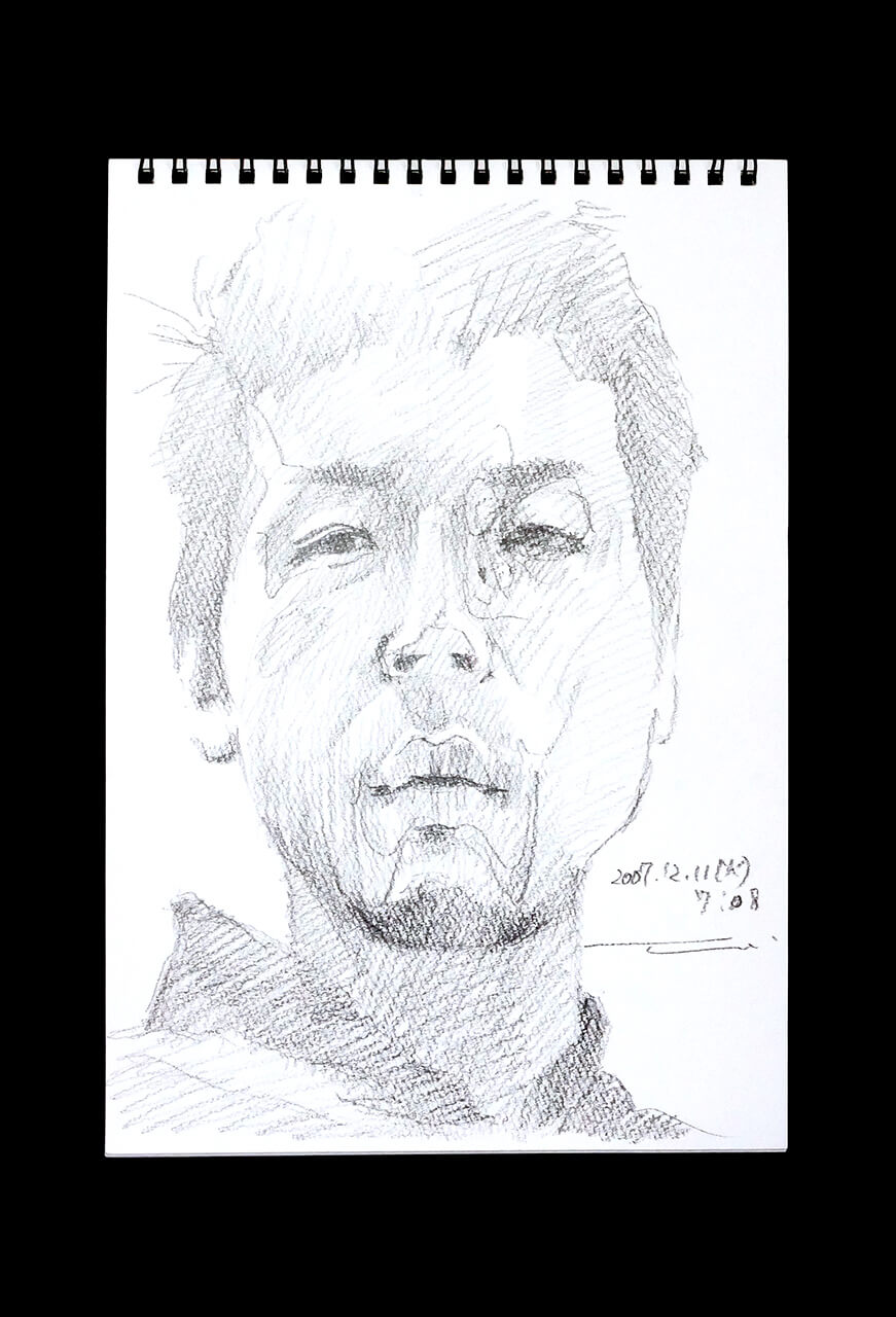 Contemporary artist SHINTAKU Tomoni's 2007/12/11 Self-portrait or pencil drawing