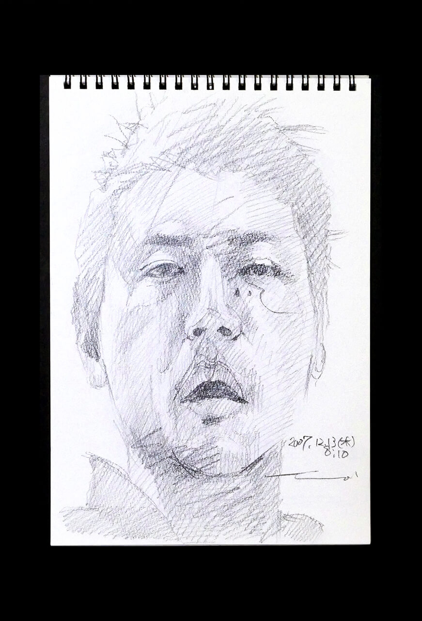 Contemporary artist SHINTAKU Tomoni's 2007/12/13 Self-portrait or pencil drawing